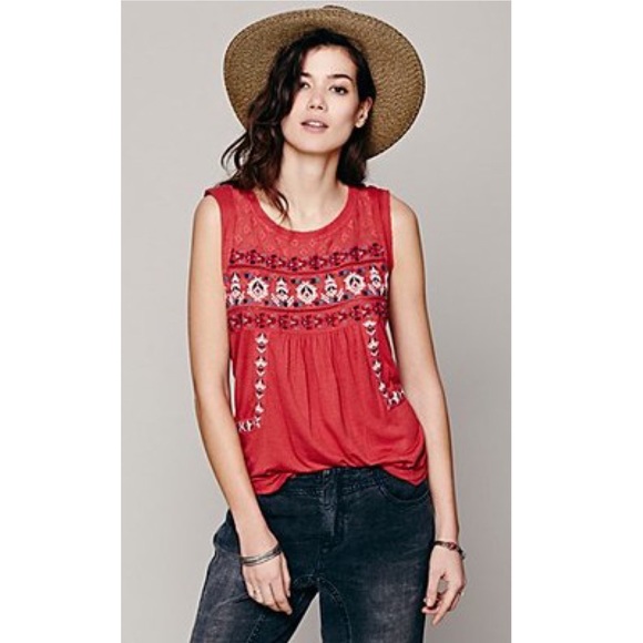 Free People Tops - Free People Reckless Abandon Tunic Top Red Large